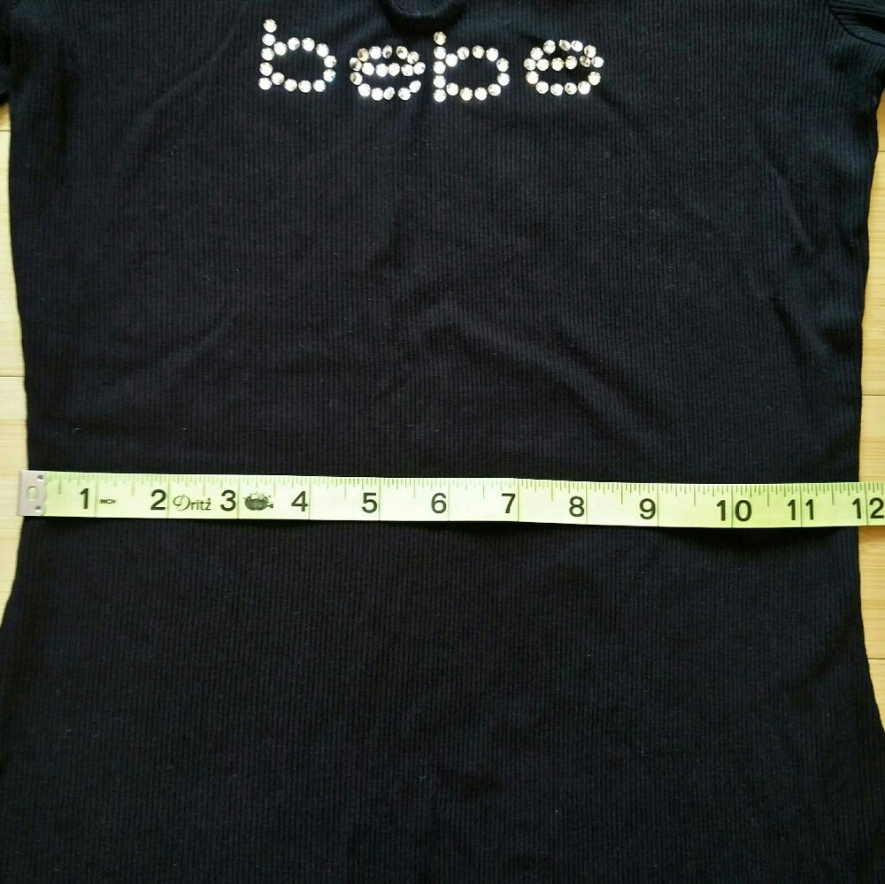 Bebe Ribbed & Lace Swarovski Logo Keyhole Top - Picture 13 of 16